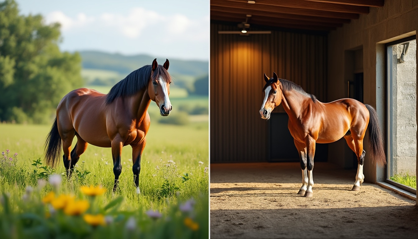 Cheval au pré ou au box : les avantages de chaque mode de vie